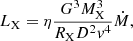 $$ \begin{aligned} L_{\rm X}=\eta \frac{G^3 M^{3}_{\rm X}}{R_{\rm X} D^2 v^4}\dot{M}, \end{aligned} $$