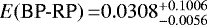 $E(\textrm{BP-RP})\,{=} 0.0308_{-0.0056}^{+0.1006}$