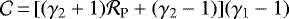 $\mathcal{C}\,{=}\,[(\gamma_2+1)\mathcal{R}_{\textrm{P}}+(\gamma_2-1)](\gamma_1-1)$
