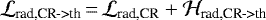 $\mathcal L_{\textrm{rad,CR->th}}\,{=}\,\mathcal L_{\textrm{rad,CR}}+\mathcal H_{\textrm{rad,CR->th}}$