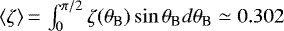 $\langle \zeta\rangle \,{=}\,\int_0^{\pi/2} \zeta(\theta_{\textrm{B}}) \sin \theta_{\textrm{B}} d\theta_{\textrm{B}}\simeq0.302$