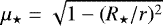 $\mu_{\star} = \sqrt{1-(R_{\star}/r){}^2}$