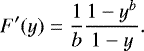 \begin{equation*} F'(y)=\frac{1}{b} \frac{1-y^b}{1-y}. \end{equation*}