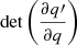 $ \det \left(\frac{\partial q{\prime}}{\partial q}\right) $