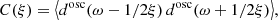 $$ \begin{aligned} C(\xi )&= \left<{d}^{\mathrm{osc}}(\omega -1/2 \xi ) \, {d}^{\mathrm{osc}}(\omega +1/2 \xi ) \right\rangle \!, \end{aligned} $$