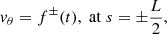 $$ \begin{aligned} { v}_\theta = f^\pm (t),\; \mathrm{at} \; s = \pm \frac{L}{2}, \end{aligned} $$
