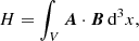 $$ \begin{aligned} H = \int _V\boldsymbol{A}\cdot \boldsymbol{B}\,\mathrm{d} ^3x, \end{aligned} $$