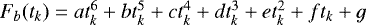 $F_{b}(t_{k}) =a t_{k}^{6}+b t_{k}^{5}+c t_{k}^{4}+d t_{k}^{3}+e t_{k}^{2}+f t_{k}+g$
