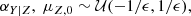 $$ \begin{aligned} \alpha _{Y|Z},\ \mu _{Z,0} \sim \mathcal{U}(-1/\epsilon ,1/\epsilon ), \end{aligned} $$