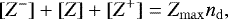 \begin{equation*} [Z^-]&#x002B;[Z]&#x002B;[Z^&#x002B;]=Z_{\mathrm{max}}n_{\mathrm{d}}, \end{equation*}
