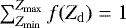 $\sum^{Z_{\mathrm{max}}}_{Z_{\mathrm{min}}} f(Z_{\mathrm{d}})=1$
