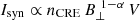 $ I_{\rm syn} \propto n_{\rm CRE}\,B_\perp^{\,\,1-\alpha}\,V $
