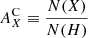 $ {\displaystyle{A_{X}^{\mathrm{C}} \equiv \frac{N(X)}{N(H)}}} $