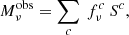 $$ \begin{aligned} M^\mathrm{obs}_{\nu } = \sum _{c} \ f^{c}_{\nu } \ S^{c}, \end{aligned} $$