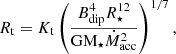$$ \begin{aligned} {R}_{\rm t} = {K}_{\rm t} \left( \frac{{B}_{\mathrm{dip}}^4{R}_\star ^{12}}{\mathrm{GM}_\star \dot{{M}}_{\mathrm{acc}}^2} \right)^{1/7}, \end{aligned} $$