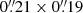 $ 0{{\overset{\prime\prime}{.}}}21\times0{{\overset{\prime\prime}{.}}}19 $
