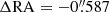 $ \Delta \mathrm{RA}=-0{{\overset{\prime\prime}{.}}}587 $