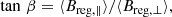 $$ \begin{aligned} \tan \, \beta = \langle B_{\mathrm{reg},\parallel } \rangle /\langle B_{\mathrm{reg},\perp } \rangle , \end{aligned} $$