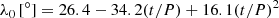 $$ \begin{aligned} \lambda _0\,[^\circ ] = 26.4 - 34.2 (t/P) + 16.1(t/P)^2 \end{aligned} $$