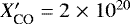 $X&#x0027;_{\textrm{CO}}=2\;{\times}\;10^{20}$