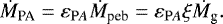 \begin{equation*} \dot{M}_{\textrm{PA}} = \varepsilon_{\mathrm PA} \dot{M}_{\textrm{peb}} = \varepsilon_{\mathrm PA} \xi \dot{M}_{\textrm{g}}.\end{equation*}