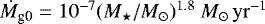 $\dot{M}_{\textrm{g0}} = 10^{-7} (M_{\star}/M_{\odot}){}^{1.8} \ {M}_{\odot}\,{\rm{yr}}^{-1}$
