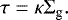 \begin{equation*} \tau = \kappa \Sigma_{\textrm{g}}. \end{equation*}