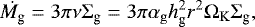 \begin{equation*} \dot{M_{\textrm{g}}} = 3\pi \nu \Sigma_{\textrm{g}}= 3 \pi \alpha_{\rm{g}} h_{\textrm{g}}^2 r^2 \Omega_{\rm{K}} \Sigma_{\textrm{g}},\end{equation*}