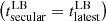 $ \left(t^{\mathrm{LB}}_{\mathrm{secular}} = t^{\mathrm{LB}}_{\mathrm{latest}}\right) $
