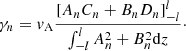 $$ \begin{aligned} \gamma _n=v_{\rm A}\frac{[A_nC_n+B_nD_n]_{-l}^l}{\int _{-l}^lA_n^2+B_n^2\mathrm{d}z}\cdot \end{aligned} $$