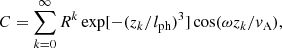 $$ \begin{aligned} C=\sum _{k=0}^\infty R^k\exp [-(z_k/l_{\rm ph})^3]\cos (\omega z_k / v_{\rm A}), \end{aligned} $$