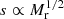$ s\propto M_{\mathrm{r}}^{1/2} $