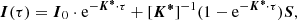 $$ \begin{aligned} \boldsymbol{I}(\tau ) = \boldsymbol{I}_{0} \cdot \mathrm{e}^{-\boldsymbol{K^{*}} \cdot \tau } + [\boldsymbol{K^{*}}]^{-1}(1-\mathrm{e}^{-\boldsymbol{K^{*}}\cdot \tau })\boldsymbol{S}, \end{aligned} $$
