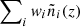 $ \sum\nolimits_i \mathit{w}_i \tilde n_i(z) $