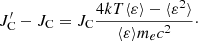 Mathematical equation: $$ \begin{aligned} J_{\rm C}^\prime - J_{\rm C} = J_{\rm C} \frac{ 4kT \langle \varepsilon \rangle - \langle \varepsilon ^2 \rangle }{\langle \varepsilon \rangle m_e c^2 }\cdot \end{aligned} $$
