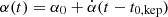 $ \alpha(t)=\alpha_0 + \dot{\alpha}(t-t_{\mathrm{0,kep}}) $