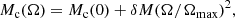 $$ \begin{aligned} M_{\rm c}(\Omega )=M_{\rm c}(0)+\delta M(\Omega /\Omega _{\rm max})^2, \end{aligned} $$