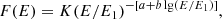 $$ \begin{aligned} F(E) = K(E/E_1)^{-[a + b\lg (E/E_1)]}, \end{aligned} $$