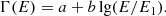 $$ \begin{aligned} \Gamma (E) = a + b \lg (E/E_1). \end{aligned} $$
