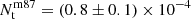 $ N^{\mathrm{m87}}_{\mathrm{t}}= (0.8\pm 0.1)\times 10^{-4} $