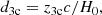 $$ \begin{aligned} d_{\rm 3c}=z_{\rm 3c}c/H_0 , \end{aligned} $$