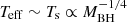 $ T_{\mathrm{eff}}\sim T_{\mathrm{s}}\propto M_{\mathrm{BH}}^{-1/4} $