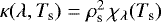 $\kappa(\lambda,T_{\textrm{s}})=\rho_{\textrm{s}}^2\,\chi_{\lambda}(T_{\textrm{s}})$