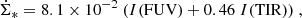 $$ \begin{aligned} \dot{\Sigma }_{*} = 8.1 \times 10^{-2}\ (I(\mathrm{FUV}) + 0.46\ I(\mathrm{TIR}))\ , \end{aligned} $$