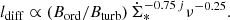 $$ \begin{aligned} l_{\rm diff} \propto (B_{\rm ord}/B_{\rm turb}) \, \dot{\Sigma }_{*}^{-0.75\,j} \nu ^{-0.25}. \end{aligned} $$