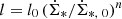 $ l=l_0 \, (\dot{\Sigma}_{*}/\dot{\Sigma}_{*,\ 0})^n $