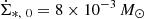 $ \dot{\Sigma}_{*,\ 0}=8 \times 10^{-3}\,M_{\odot} $