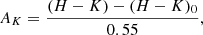 $$ \begin{aligned} A_K = \frac{(H-K)-(H-K)_0}{0.55}, \end{aligned} $$