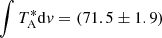 Mathematical equation: $ \int T^*_{\rm A} {\rm d}v = (71.5 \pm 1.9) $