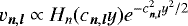$v_{{\vec n},{\vec l}} \propto H_n(c_{{\vec n},{\vec l}}y) e^{-c_{{\vec n},{\vec l}}^2 y^2/2}$